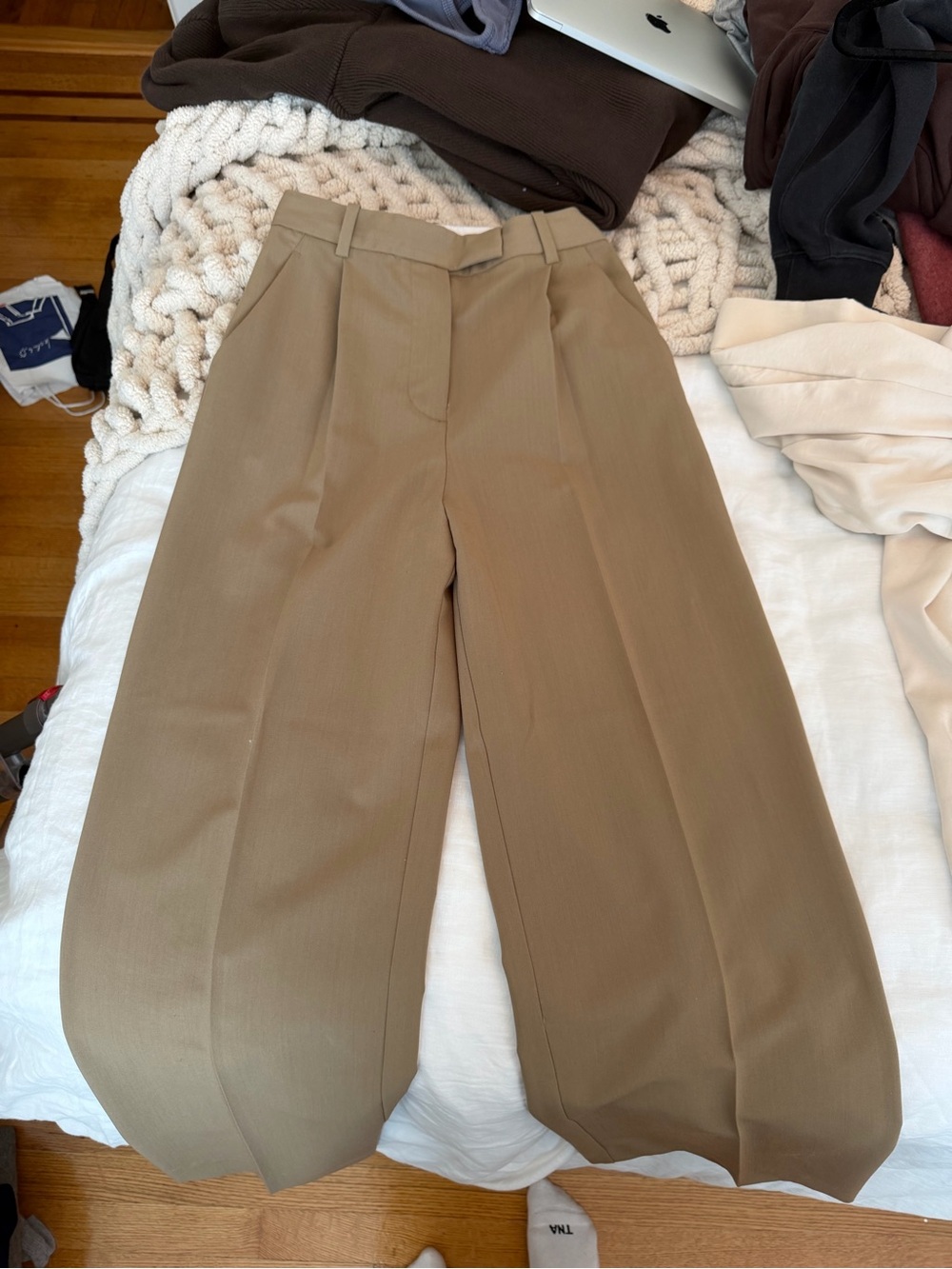 Zara High-Rise Pleated Straight Leg Trouser